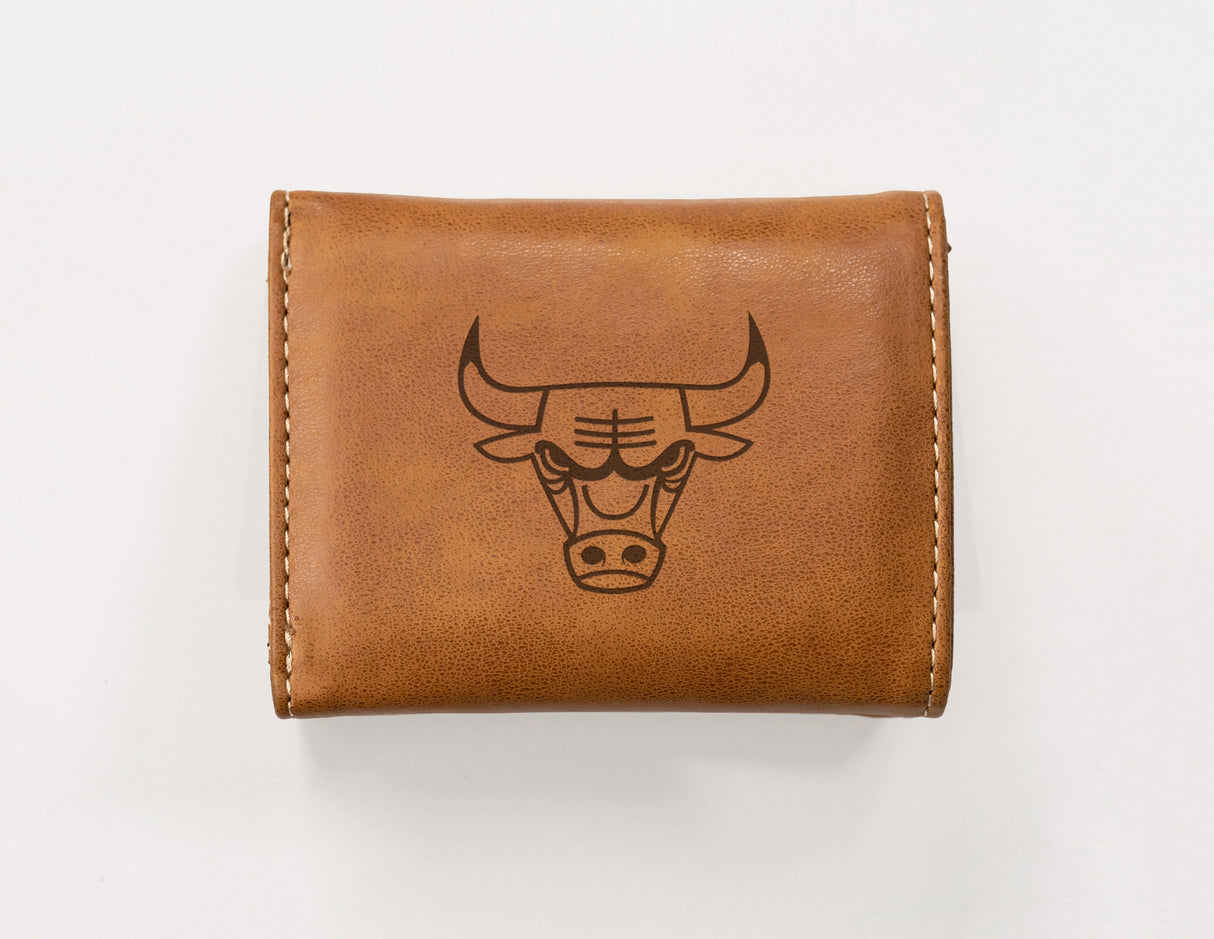 Rico Industries NBA  Chicago Bulls  Laser Engraved Faux Leather Trifold Wallet-1
