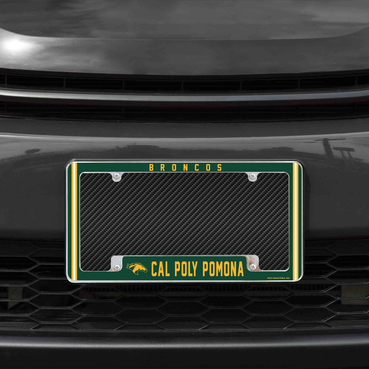 Rico Industries NCAA Cal Poly Pomona Broncos 12" x 6" Chrome License Plate Frame-1