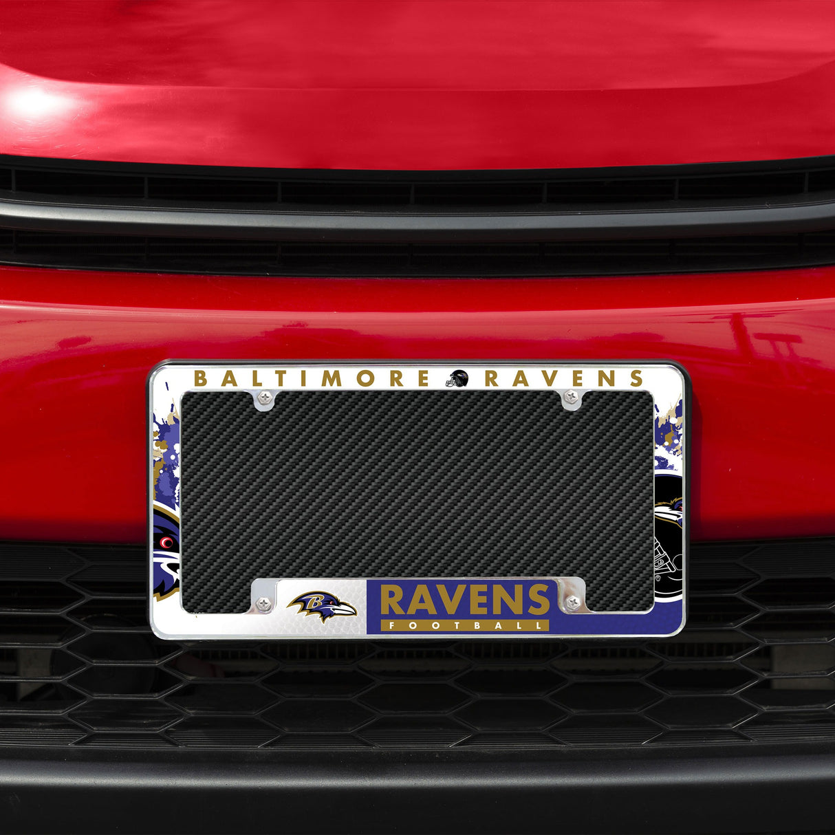 Rico Industries NFL  Baltimore Ravens Primary 12" x 6" Chrome License Plate Frame-1