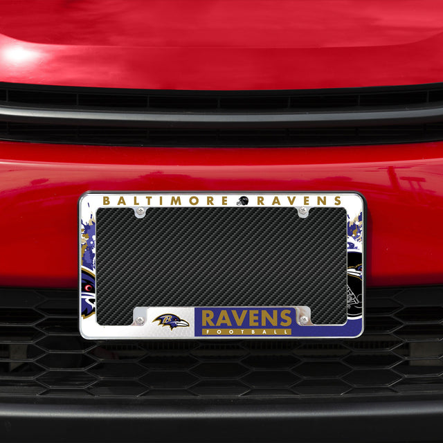 Rico Industries NFL  Baltimore Ravens Primary 12" x 6" Chrome License Plate Frame-1
