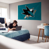 Rico Industries NHL  San Jose Sharks Standard 3' x 5' Banner Flag-3