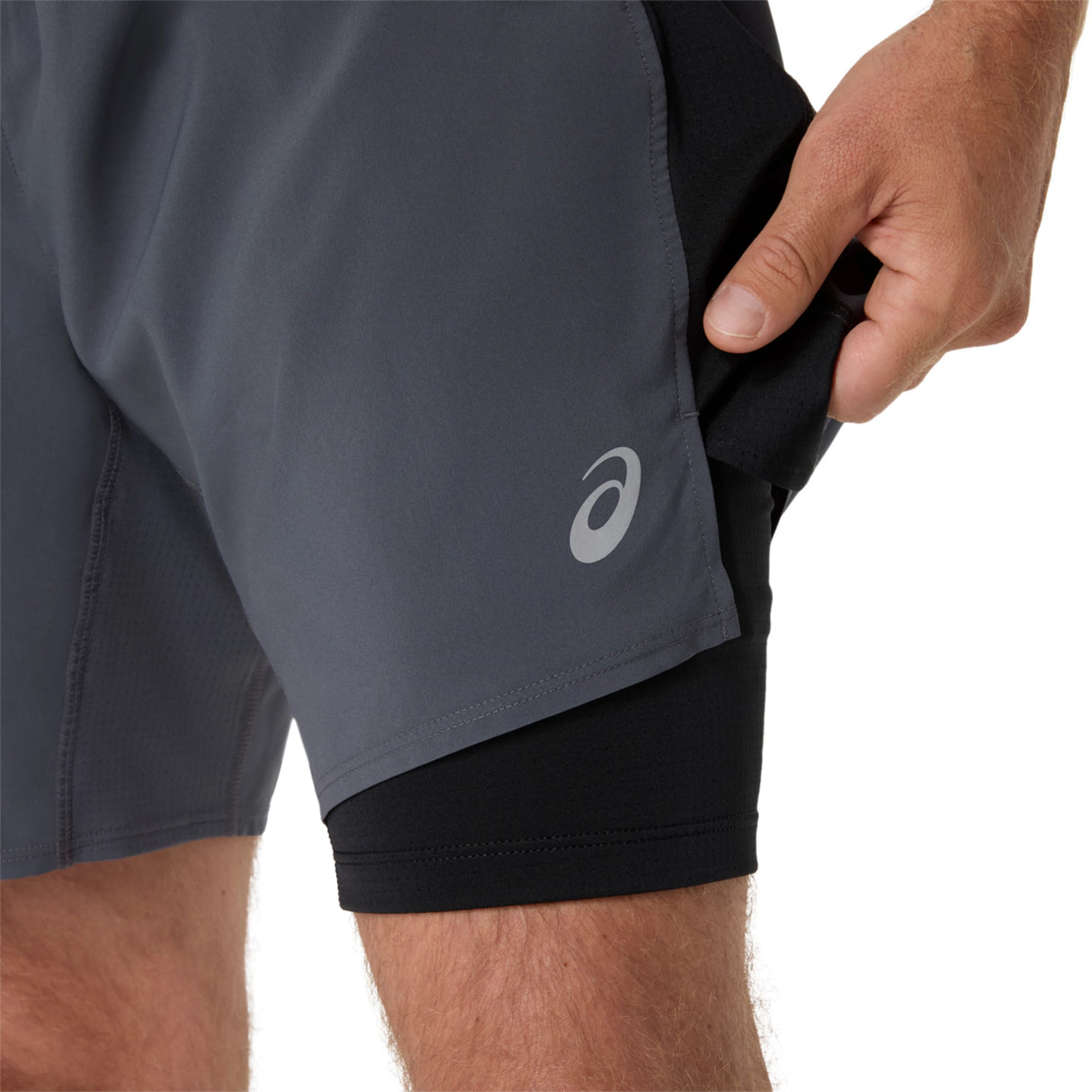 Asics Men's Silver 2-N-1 7-Inch Shorts-6