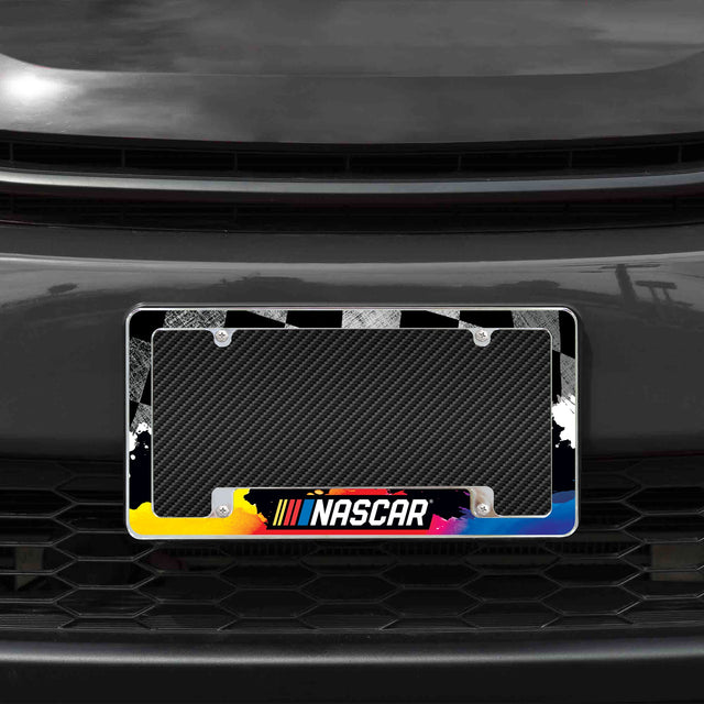 Rico Industries NASCAR  Paint Splatter 12" x 6" Chrome License Plate Frame-1