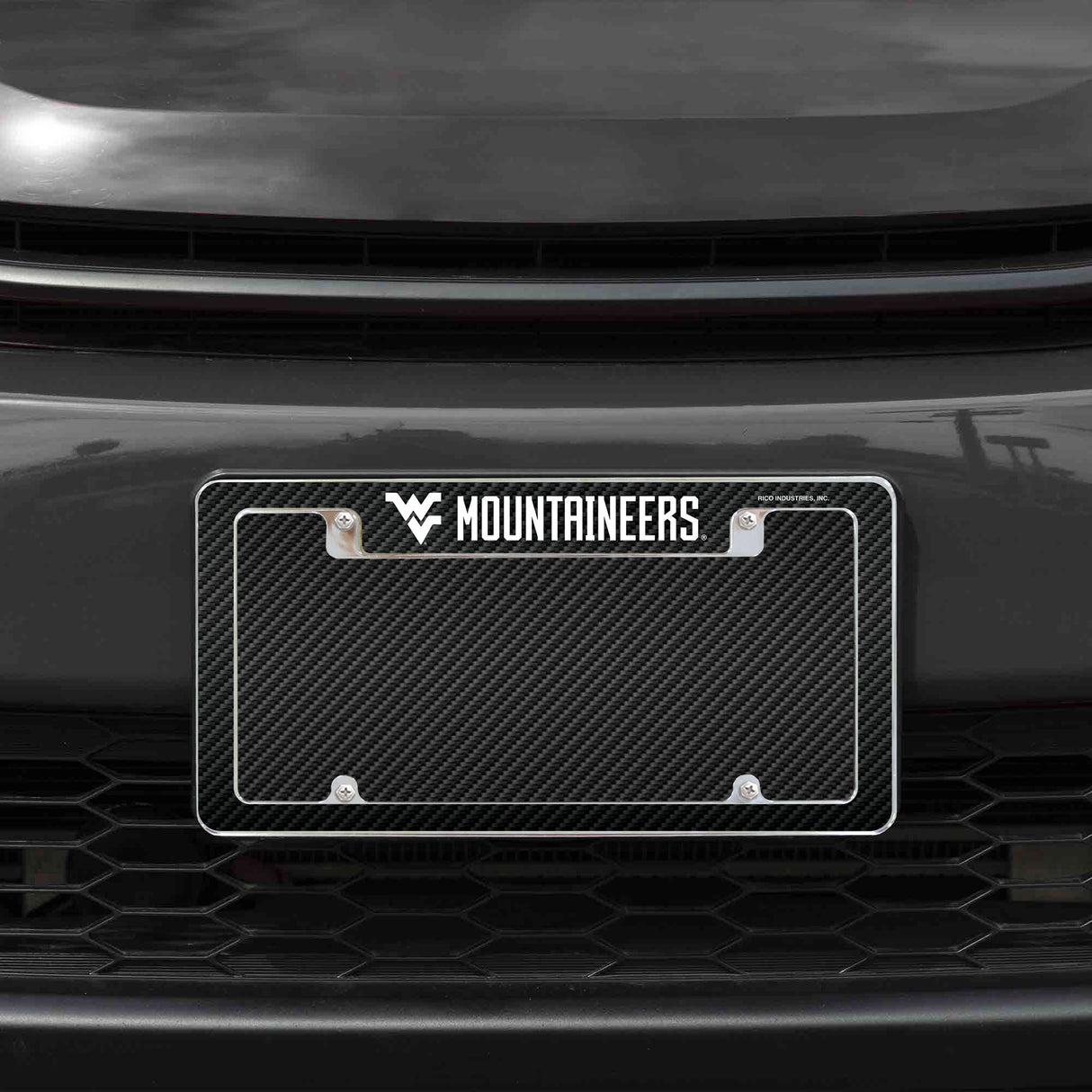 Rico Industries NCAA West Virginia Mountaineers Black 12" x 6" Chrome License Plate Frame-1
