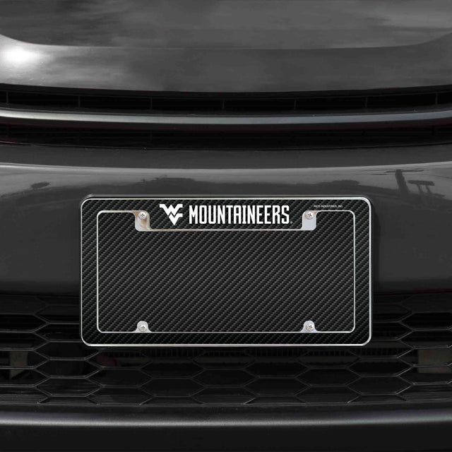 Rico Industries NCAA West Virginia Mountaineers Black 12" x 6" Chrome License Plate Frame-1