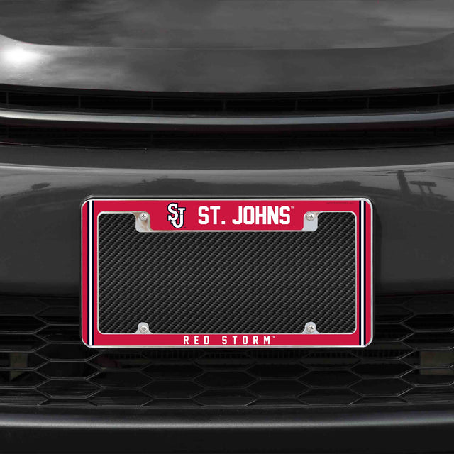 Rico Industries NCAA St. John's Red Storm 12" x 6" Chrome License Plate Frame-1