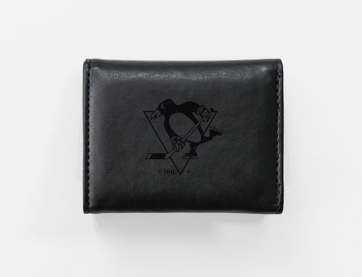 Rico Industries NHL  Pittsburgh Penguins  Laser Engraved Faux Leather Trifold Wallet-1