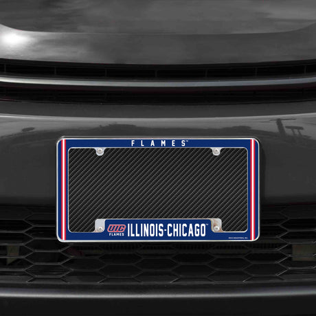 Rico Industries NCAA Illinois-Chicago Flames 12" x 6" Chrome License Plate Frame-1