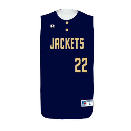 Russell Youth Sublimated Sleeveless Two-Button Performane Mesh Baseball Jersey Team Baseball Jerseys