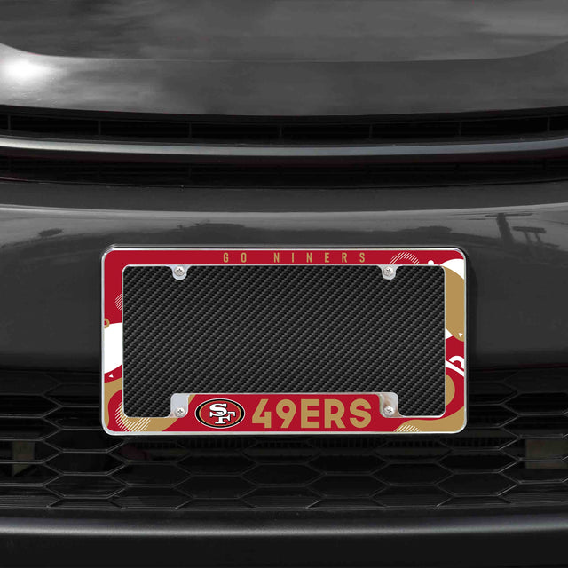 Rico Industries NFL  San Francisco 49ers Wave 12" x 6" Chrome License Plate Frame-1