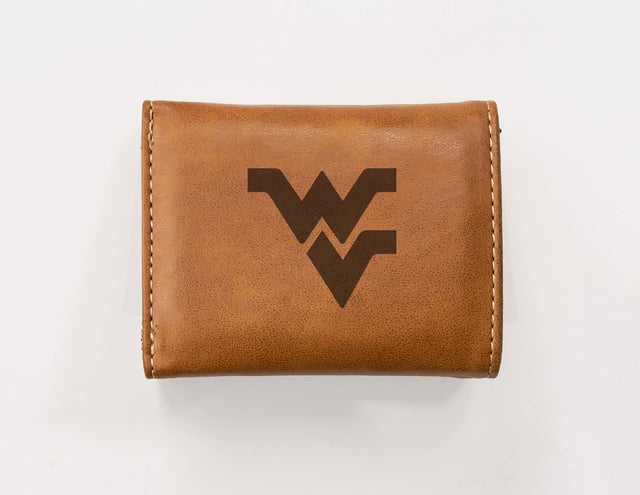 Rico Industries NCAA West Virginia Mountaineers  Laser Engraved Faux Leather Trifold Wallet-1