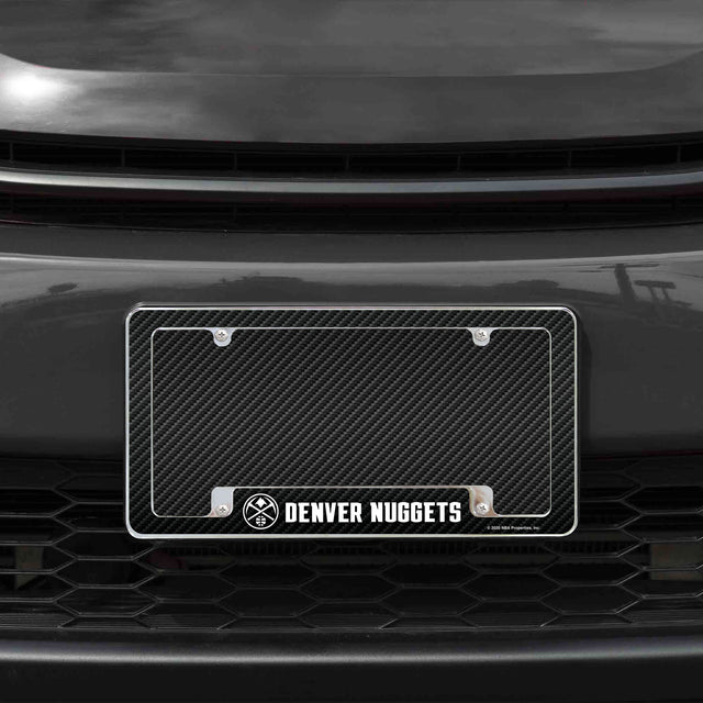Rico Industries NBA  Denver Nuggets Black 12" x 6" Chrome License Plate Frame-1