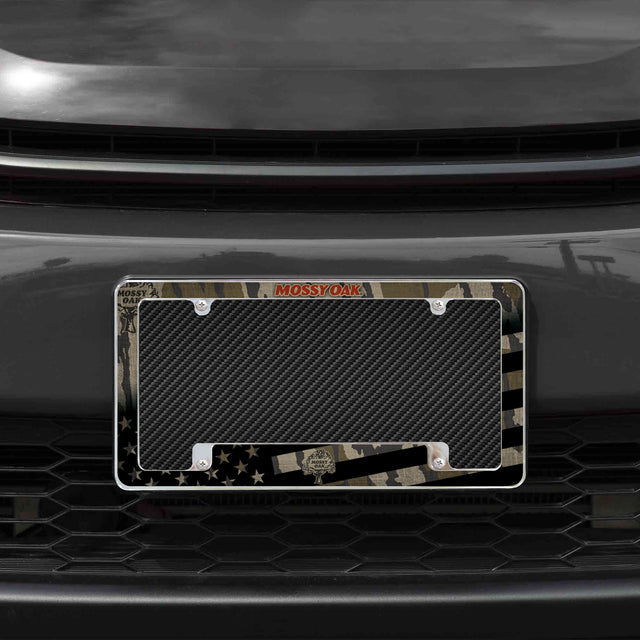 Rico Industries Wildlife  Bottom Land Camo/USA Flag 12" x 6" Chrome License Plate Frame-1
