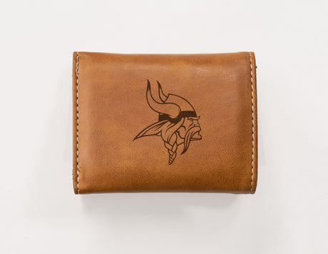 Rico Industries NFL  Minnesota Vikings  Laser Engraved Faux Leather Trifold Wallet-1