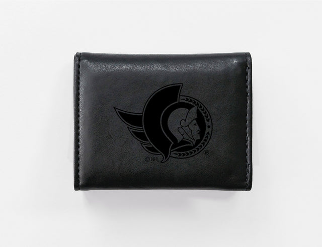 Rico Industries NHL  Ottawa Senators  Laser Engraved Faux Leather Trifold Wallet-1