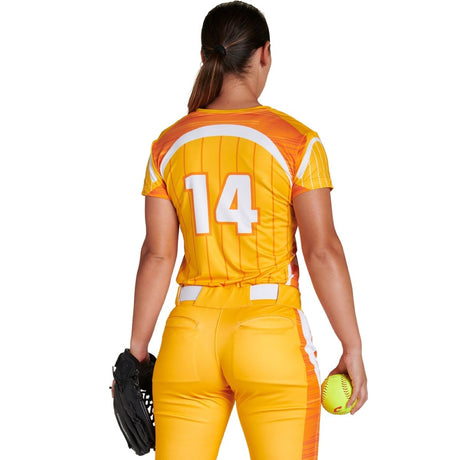 Custom V Neck Cap Sleeve Fitted T-Shirt Team Softball Jerseys