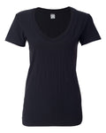 J. America Women's V-Neck Slub Tee 8169