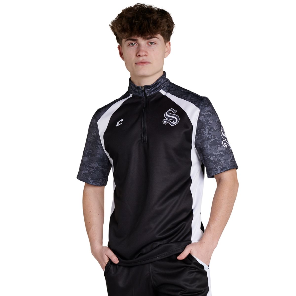 Custom 1/4 Zip Short Sleeve Pullover Team All Sport Shirts & Tops