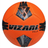Vizari Villa soccer ball bright orange with blue gray geometric panels and logo
