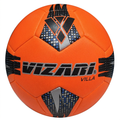Vizari Villa soccer ball bright orange with blue gray geometric panels and logo