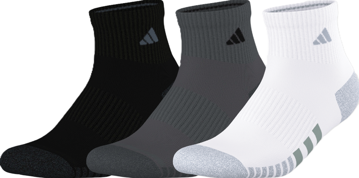 adidas Men's Cushioned 3.0 Color 3-Pack Quarter Sock Unisex Accessories Socks