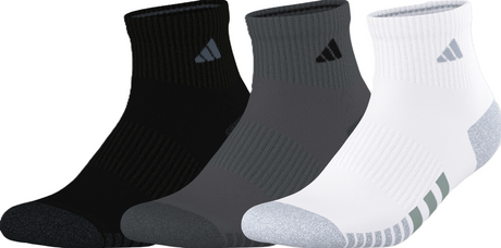 adidas Men's Cushioned 3.0 Color 3-Pack Quarter Sock Unisex Accessories Socks