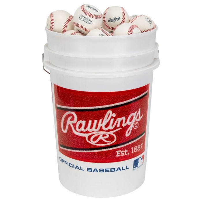 Rawlings 6 Gallon Bucket with 30 ROLB1X Baseballs