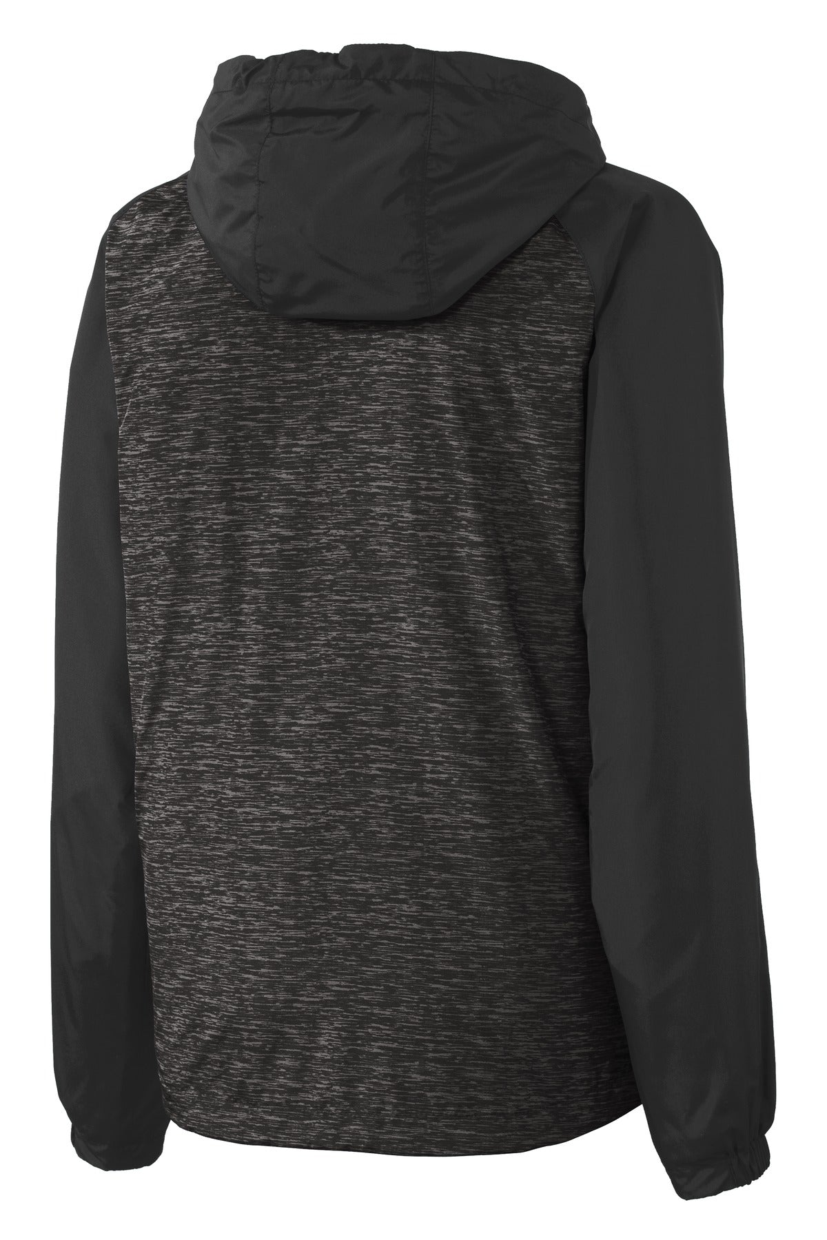 Sport-Tek Women's Heather Colorblock Raglan Hooded Wind Jacket