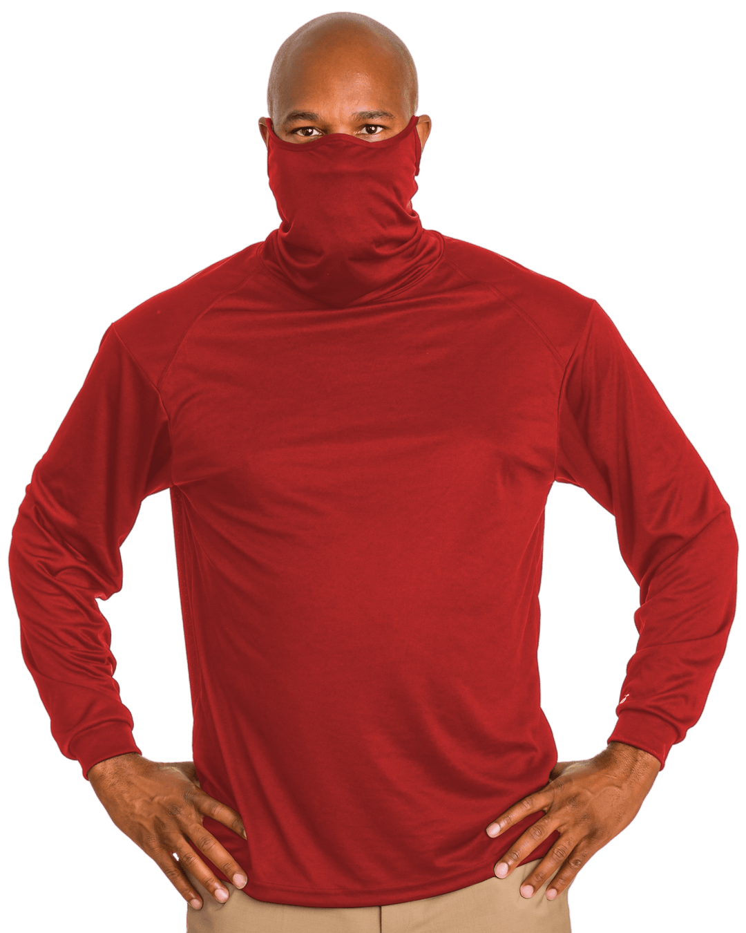 Badger Men's 2B1 Long-Sleeve Performance Tee with Mask Badger