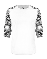 Badger Men's Vintage Camo Tri-Blend Baseball Tee Badger