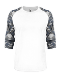 Badger Men's Vintage Camo Tri-Blend Baseball Tee Badger