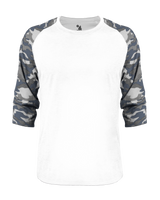 Badger Men's Vintage Camo Tri-Blend Baseball Tee Badger