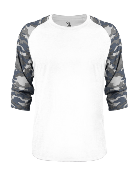 Badger Men's Vintage Camo Tri-Blend Baseball Tee Badger