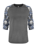 Badger Men's Vintage Camo Tri-Blend Baseball Tee Badger