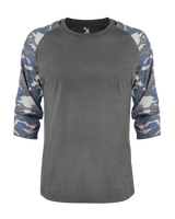 Badger Men's Vintage Camo Tri-Blend Baseball Tee Badger