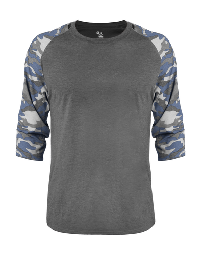 Badger Men's Vintage Camo Tri-Blend Baseball Tee