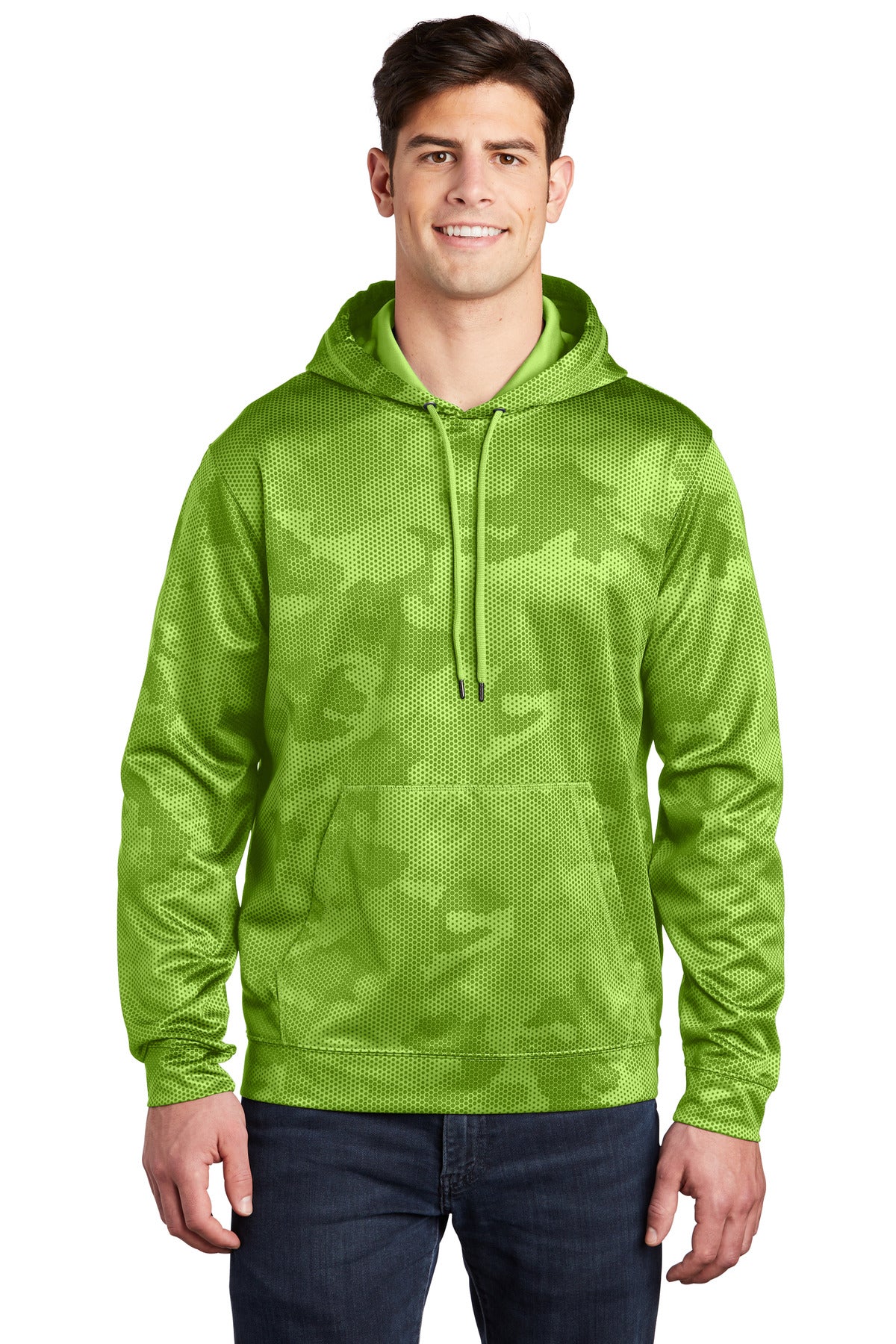 Sport-Tek Men's Sport-Wick CamoHex Fleece Hooded Pullover