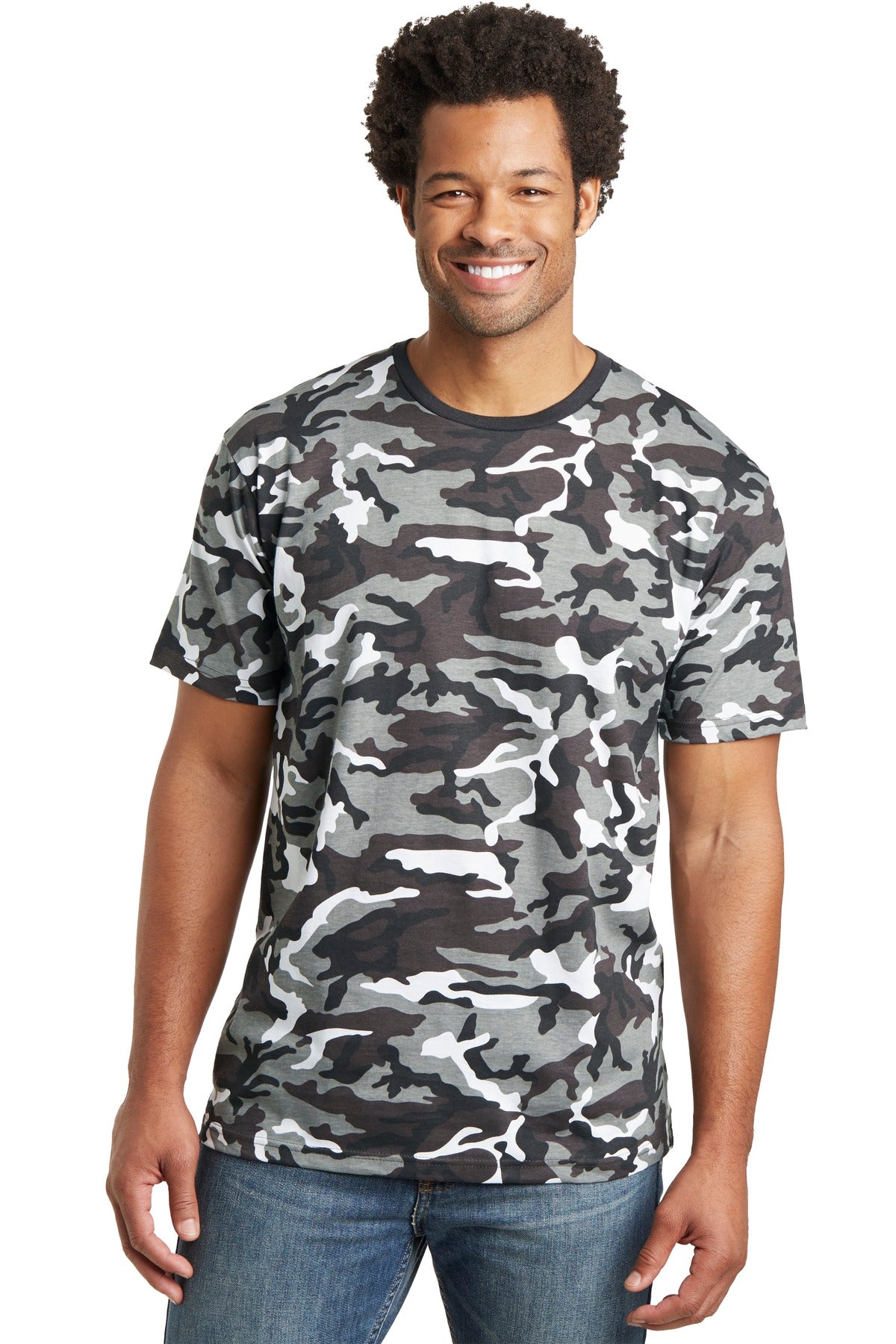 District Made Mens Camo Perfect Weight Crew Tee. DT104C District