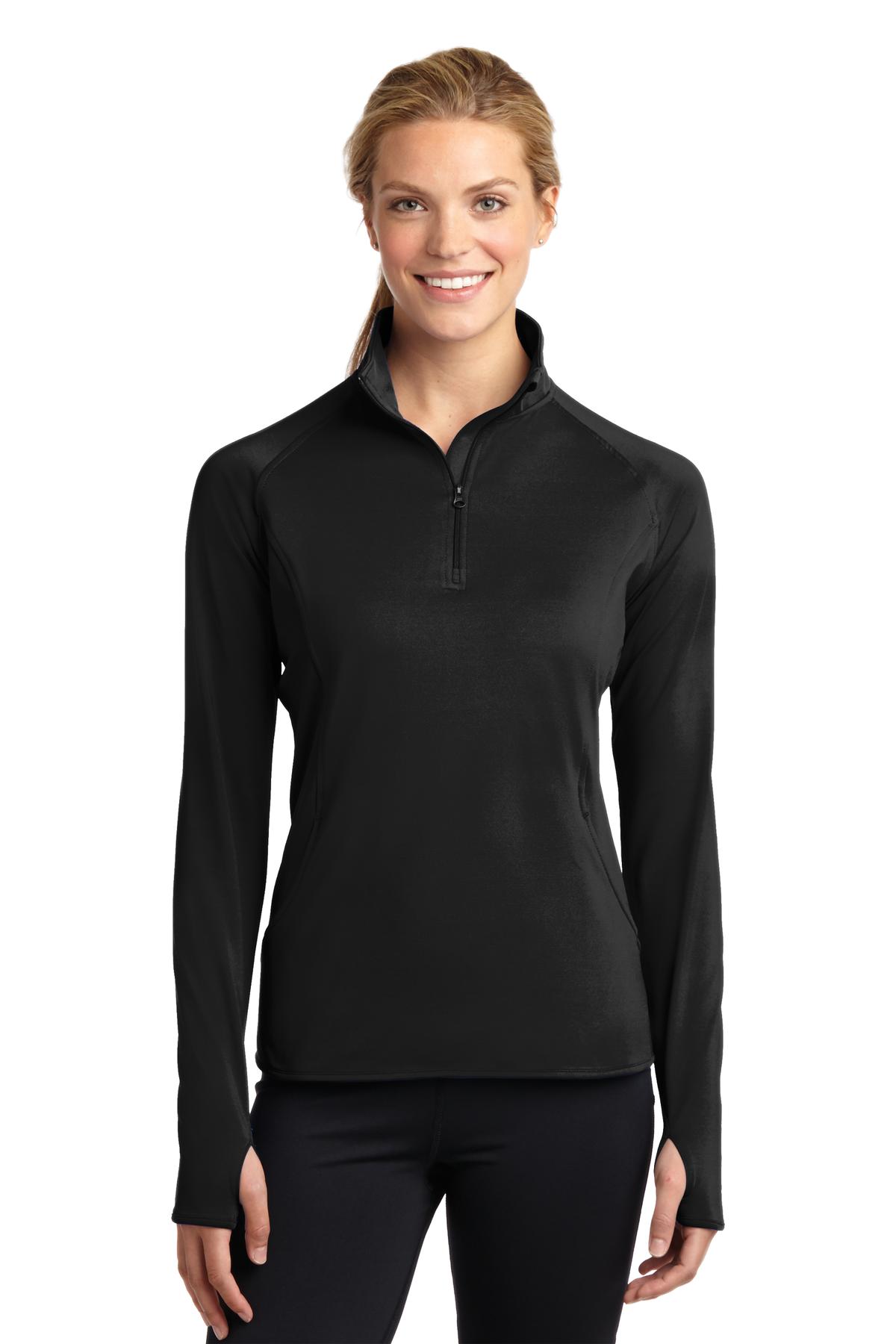 Sport-Tek Ladies Sport-Wick Stretch 1/2-Zip Pullover. LST850 1 of 2