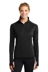 Sport-Tek Ladies Sport-Wick Stretch 1/2-Zip Pullover. LST850 1 of 2