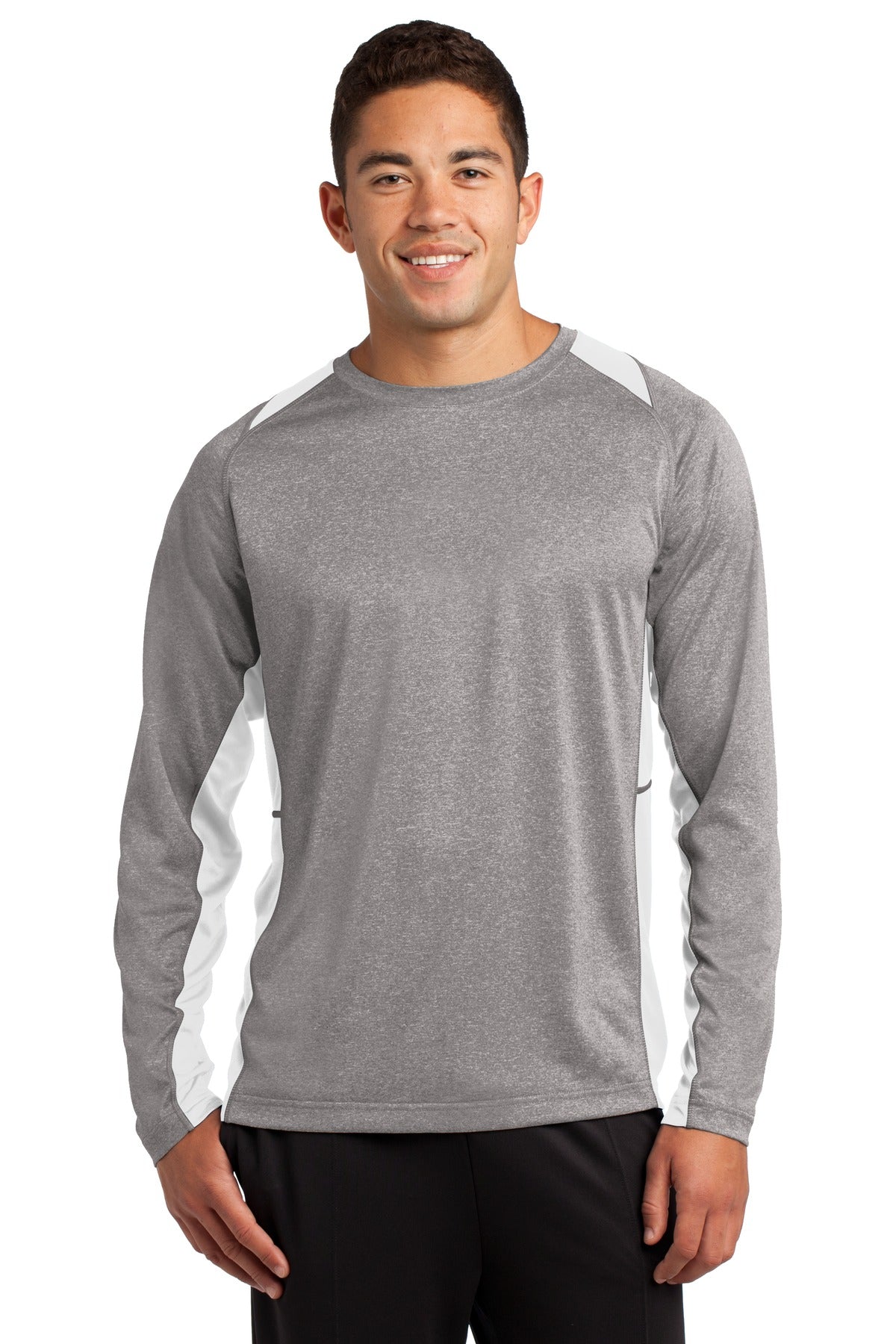 Sport-Tek Men's Long Sleeve Heather Colorblock Contender Tee