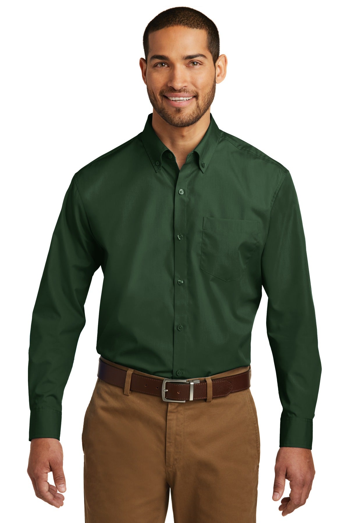 Port Authority Men's Long Sleeve Carefree Poplin Shirt. W100