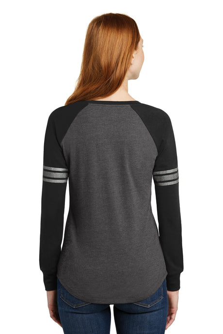 District Women's Game Long Sleeve V-Neck Tee. DM477 District