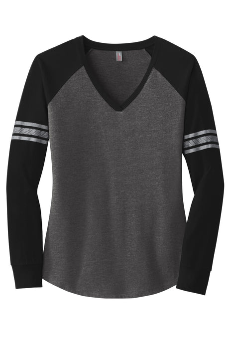 District Women's Game Long Sleeve V-Neck Tee. DM477 District