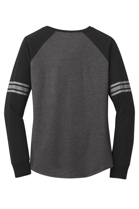 District Women's Game Long Sleeve V-Neck Tee. DM477 District