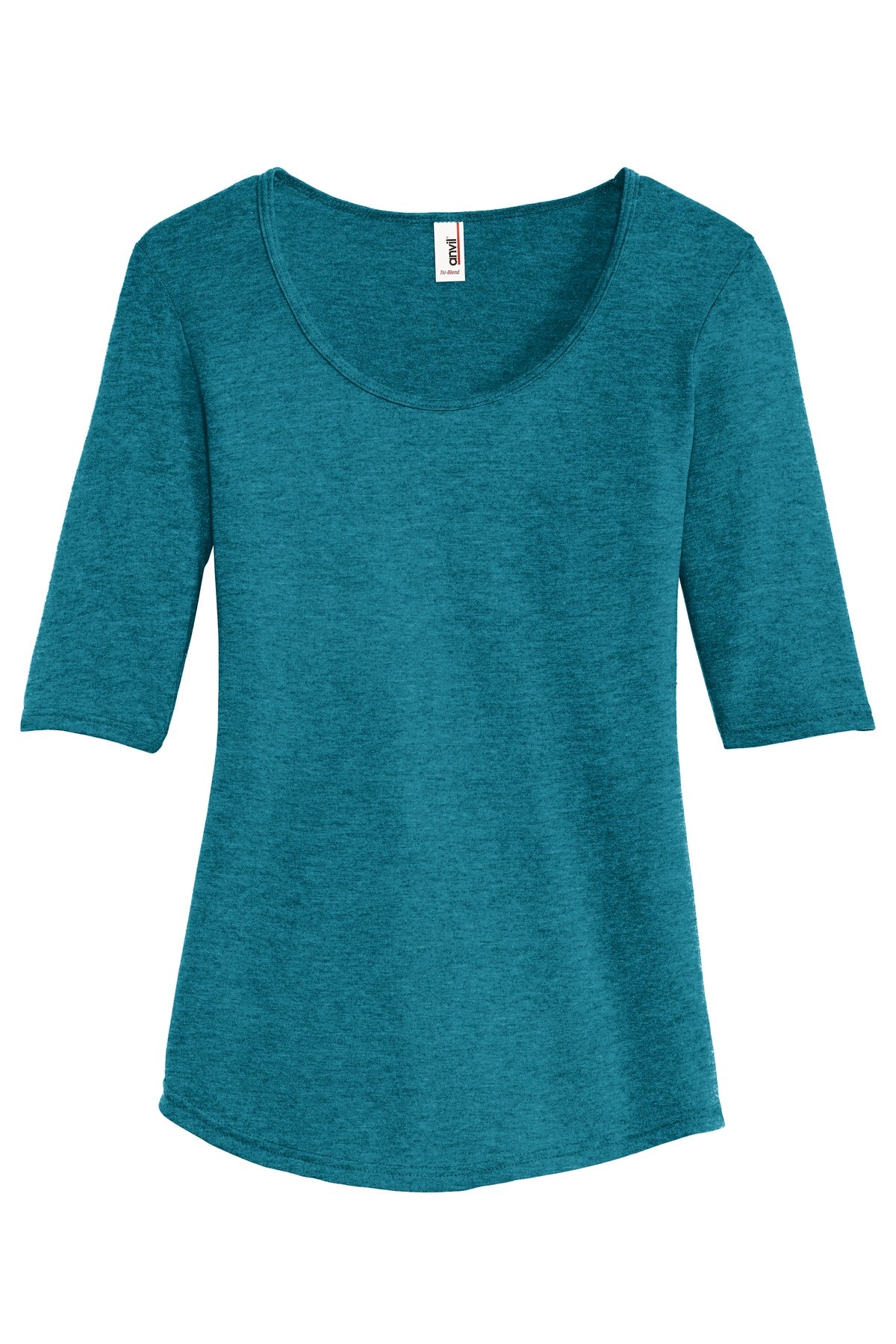 Anvil Ladies Tri-Blend Deep Scoop Neck 1/2-Sleeve Tee. 6756L Anvil