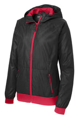 Sport-Tek Women's Embossed Hooded Wind Jacket LST53