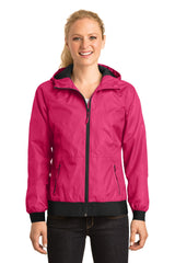 Sport-Tek Women's Embossed Hooded Wind Jacket LST53