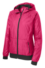 Sport-Tek Women's Embossed Hooded Wind Jacket LST53