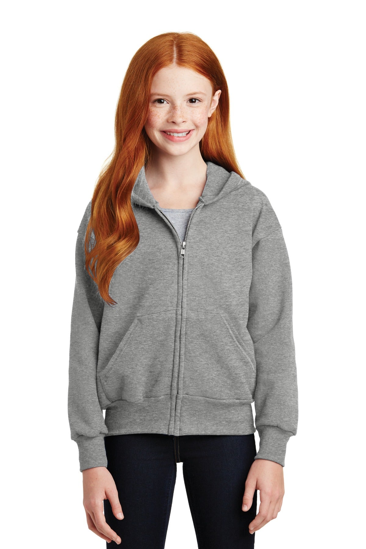 Hanes - Youth EcoSmart Full-Zip Hooded Sweatshirt. P480 Hanes